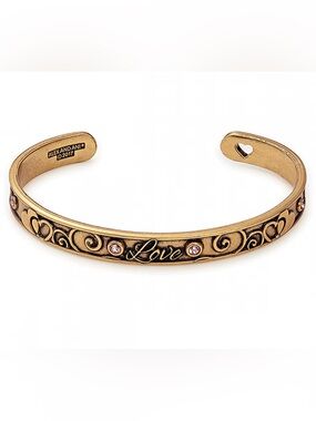 Alex and Ani Gold Love Cuff Bracelet with Pink Stone Accents